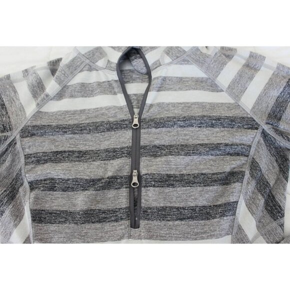 Lululemon - sz 6 - Race Your Pace 1/2 Zip Pullover in Marshmallow Stripe Grey - Picture 4 of 13